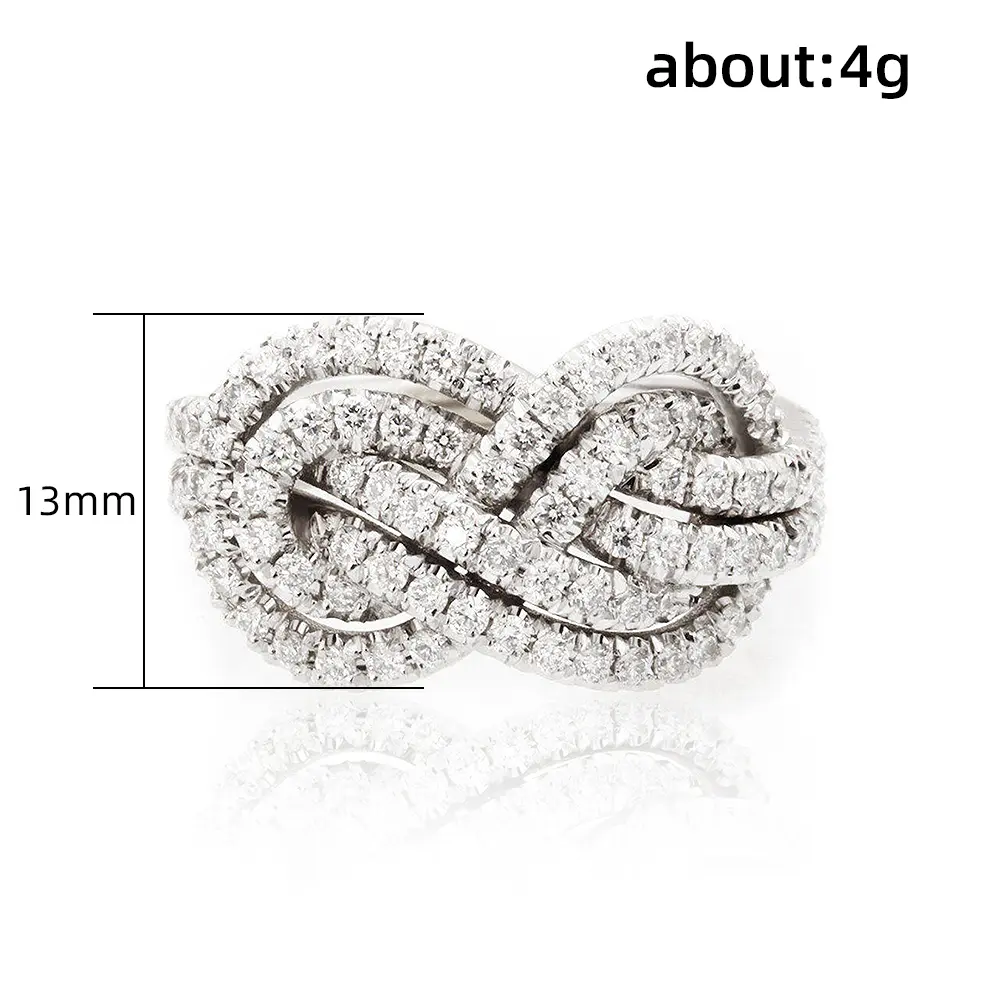 Huitan 2023 New Woman Ring Twist Infinite Shape Crystal Cubic Zirconia Rings Exquisite Female Wedding Bands Fashion Jewelry Bulk