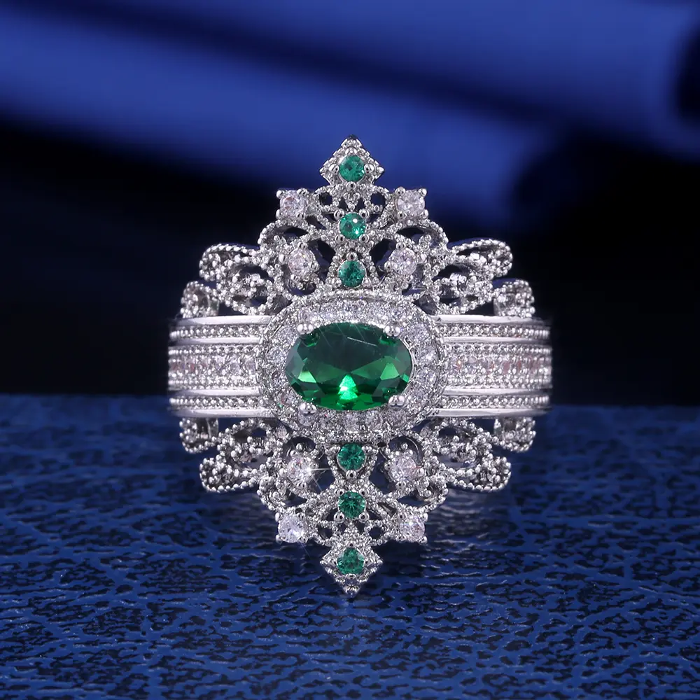 Huitan Ancient Egypt Luxury Crown Shaped Cocktail Party Rings For Women Hyperbole Jewelry Wholesale Lots&Bulk With Size 6-10