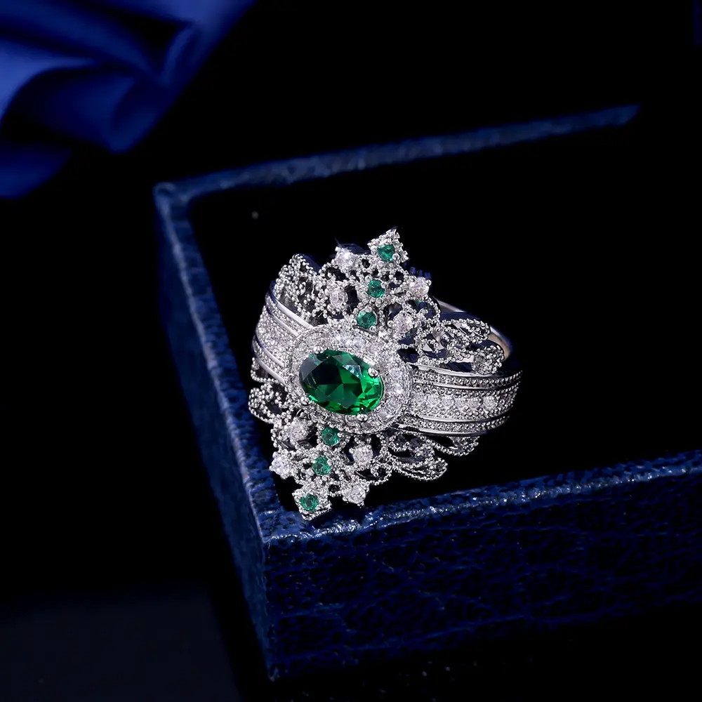 Huitan Ancient Egypt Luxury Crown Shaped Cocktail Party Rings For Women Hyperbole Jewelry Wholesale Lots&Bulk With Size 6-10
