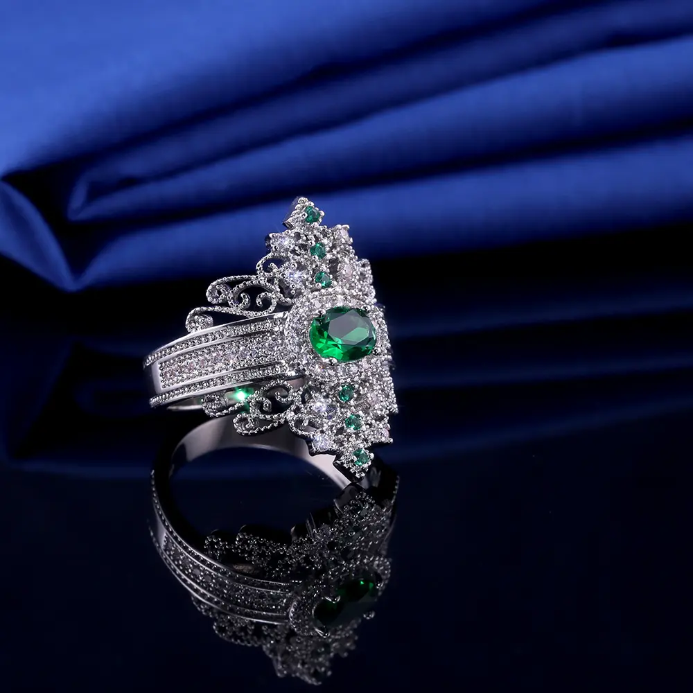 Huitan Ancient Egypt Luxury Crown Shaped Cocktail Party Rings For Women Hyperbole Jewelry Wholesale Lots&Bulk With Size 6-10