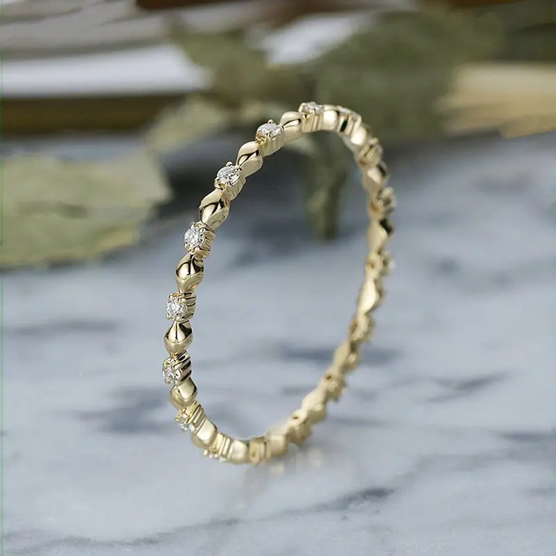 Huitan Korean Women Thin Ring with CZ Stone Gold Color Simple Stylish Accessories Nice Birthday Gift for Friend Fashion Jewelry