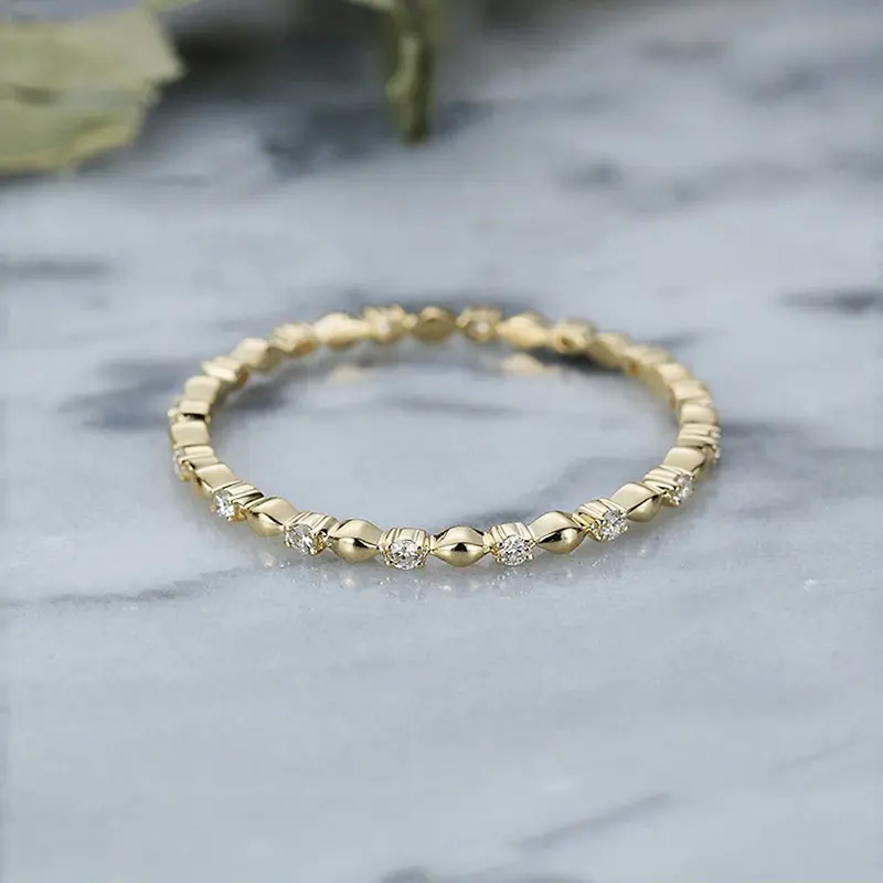 Huitan Korean Women Thin Ring with CZ Stone Gold Color Simple Stylish Accessories Nice Birthday Gift for Friend Fashion Jewelry