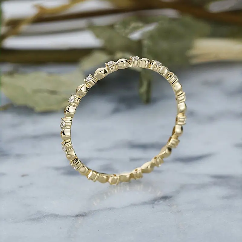 Huitan Korean Women Thin Ring with CZ Stone Gold Color Simple Stylish Accessories Nice Birthday Gift for Friend Fashion Jewelry