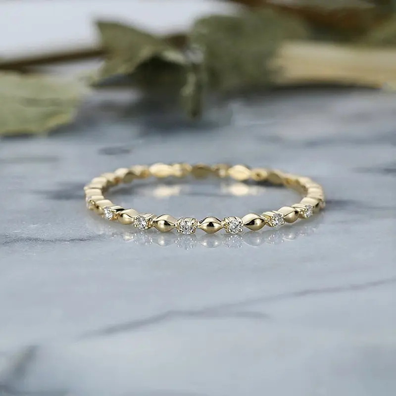 Huitan Korean Women Thin Ring with CZ Stone Gold Color Simple Stylish Accessories Nice Birthday Gift for Friend Fashion Jewelry