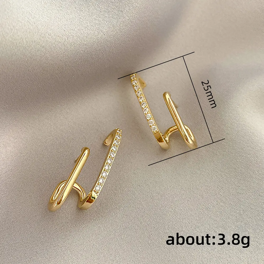 Huitan Fashion Contracted Women's Stud Earrings Gold Color Inlaid Shiny CZ Stone Daily Wear Statement Jewelry 2022 Drop Shipping