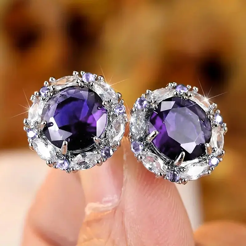 Huitan Trendy Luxury Cubic Zirconia Stud Earrings for Women Wedding Engagement Female Ear Accessories Gorgeous New Lady Jewelry