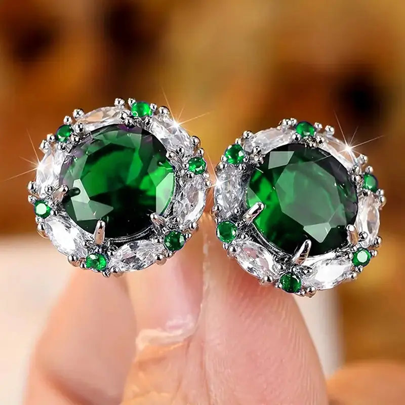 Huitan Trendy Luxury Cubic Zirconia Stud Earrings for Women Wedding Engagement Female Ear Accessories Gorgeous New Lady Jewelry