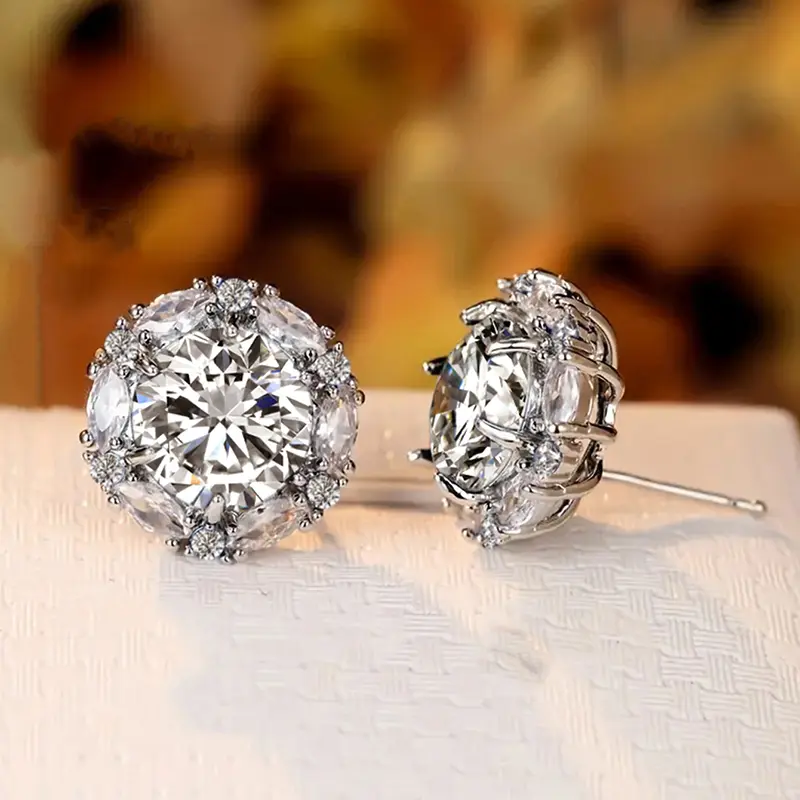 Huitan Trendy Luxury Cubic Zirconia Stud Earrings for Women Wedding Engagement Female Ear Accessories Gorgeous New Lady Jewelry