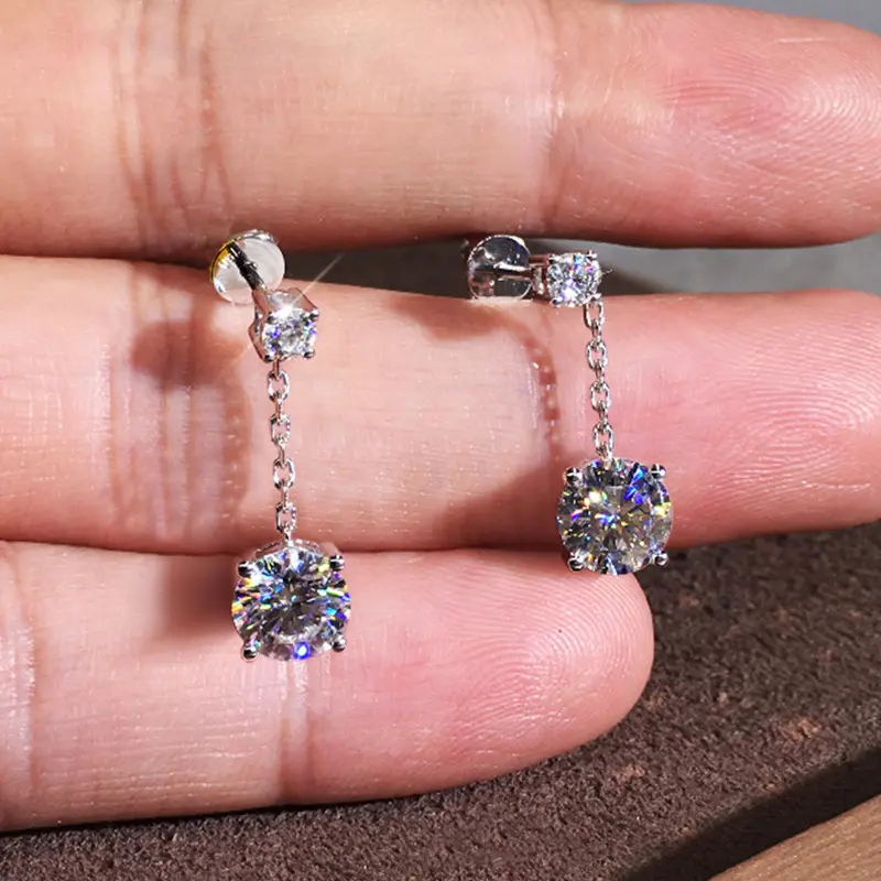 Huitan Metal Silver Color/Gold Color Dangle Earrings for Women Chain with Cubic Zirconia Charms Hip Hop Stylish Girls Jewelry