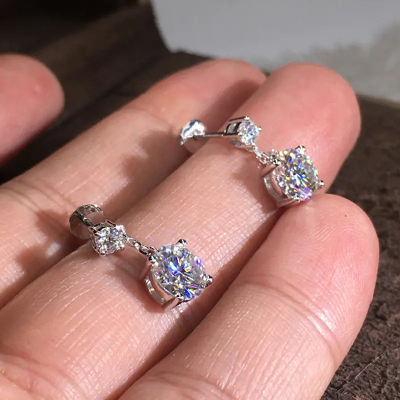 Huitan Metal Silver Color/Gold Color Dangle Earrings for Women Chain with Cubic Zirconia Charms Hip Hop Stylish Girls Jewelry