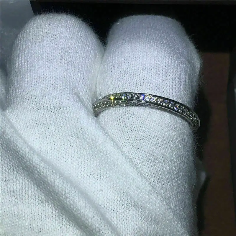 Huitan New Design Classic Band Wedding Ring for Women Micro Paved Small Round CZ Stone Silver Color Simple Marriage Jewelry Ring