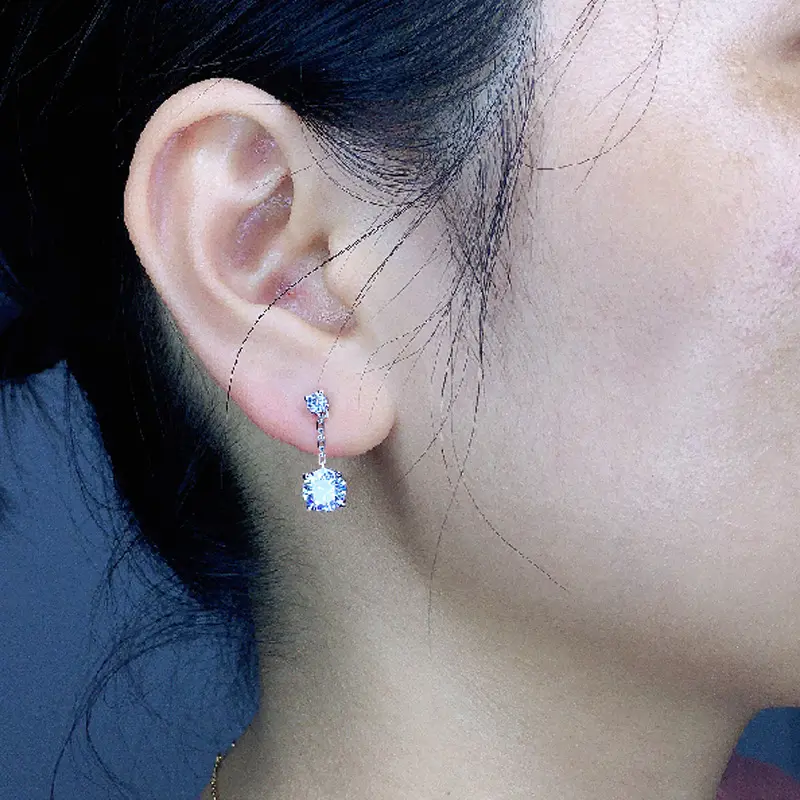 Huitan Metal Silver Color/Gold Color Dangle Earrings for Women Chain with Cubic Zirconia Charms Hip Hop Stylish Girls Jewelry