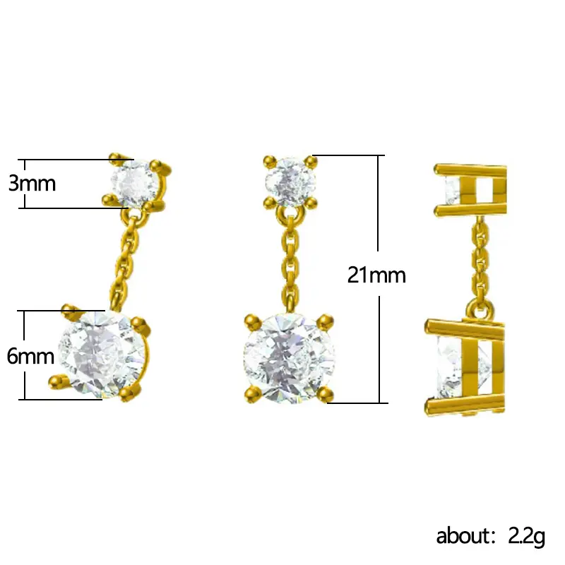 Huitan Metal Silver Color/Gold Color Dangle Earrings for Women Chain with Cubic Zirconia Charms Hip Hop Stylish Girls Jewelry