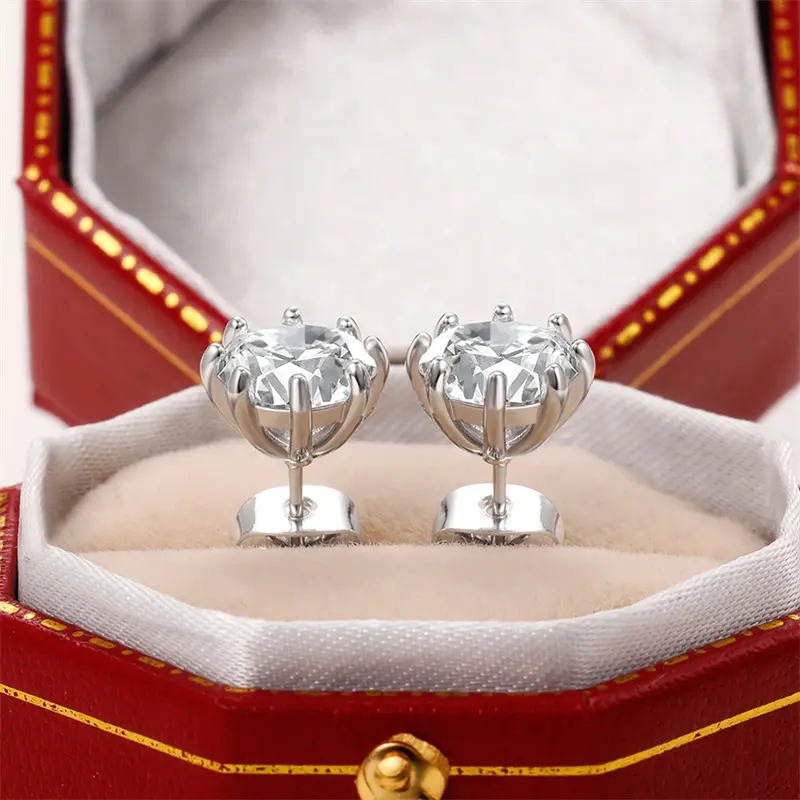 Huitan Fashion Versatile Female Cubic Zirconia Stud Earrings High Quality Silver Color Ear Piercing Earrings Women Jewelry Bulk