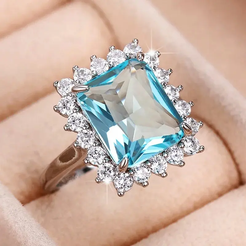 Huitan Gorgeous Big Cubic Zirconia Rings Women for Anniversary Party Fashion Elegant Female Rings Good Quality Luxury Jewelry