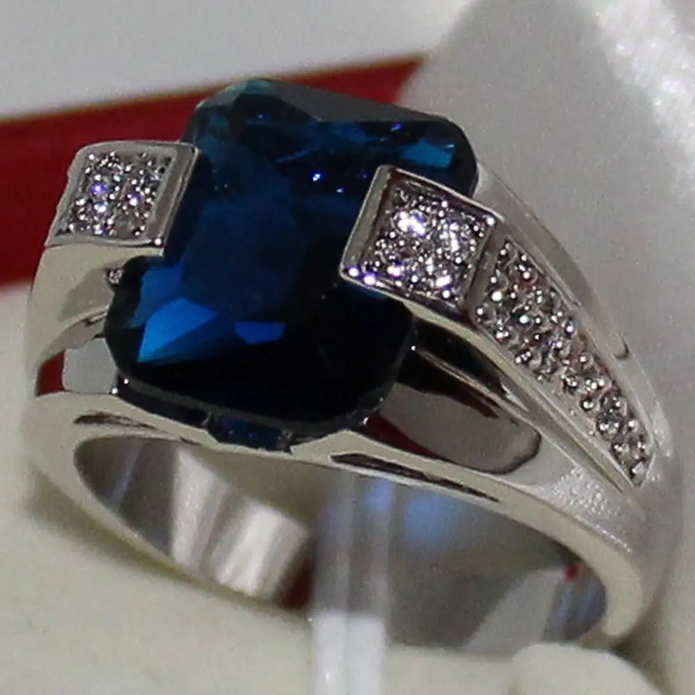 Huitan Luxury Deep Blue Solitaire Rings for Women Engagement Wedding Noble Female Finger Ring Gift Timeless Classic Jewelry