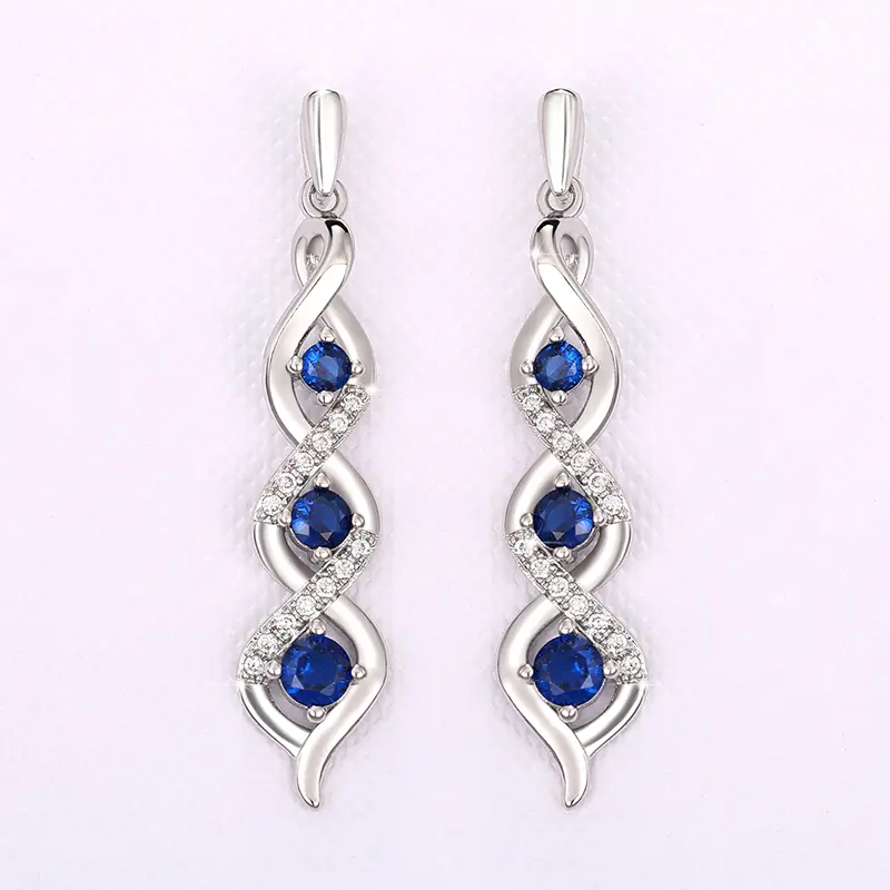 Huitan Newly Designed Women's Earrings for Wedding Accessories Fancy Twist Earrings with Blue Cubic Zirconia Temperament Jewelry