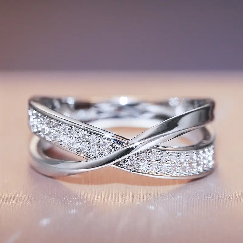 Huitan Delicate Simple Cross Female Ring Love Jewelry Valentines Anniversary Gift Suit Various Occasions Fashion Women Jewelry