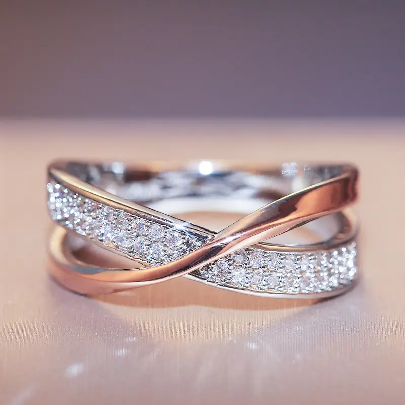 Huitan Delicate Simple Cross Female Ring Love Jewelry Valentines Anniversary Gift Suit Various Occasions Fashion Women Jewelry