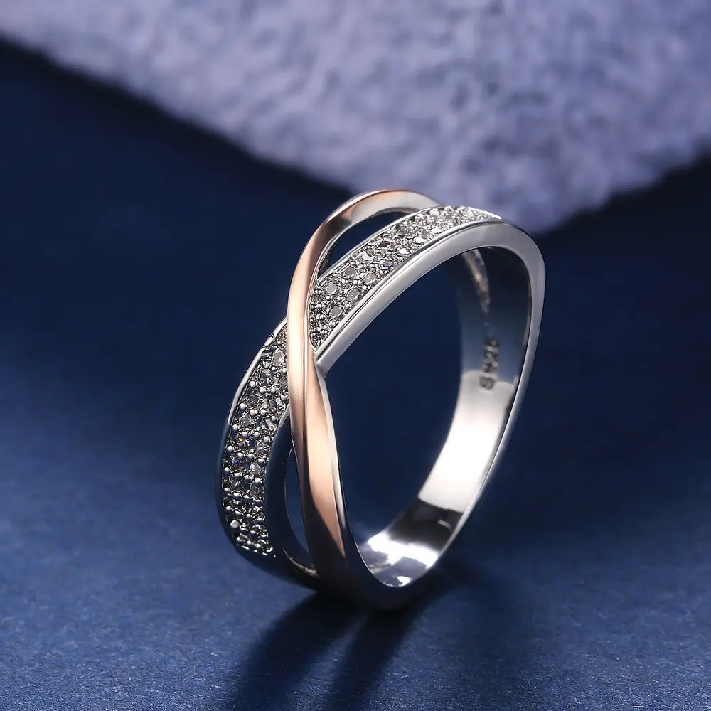 Huitan Delicate Simple Cross Female Ring Love Jewelry Valentines Anniversary Gift Suit Various Occasions Fashion Women Jewelry