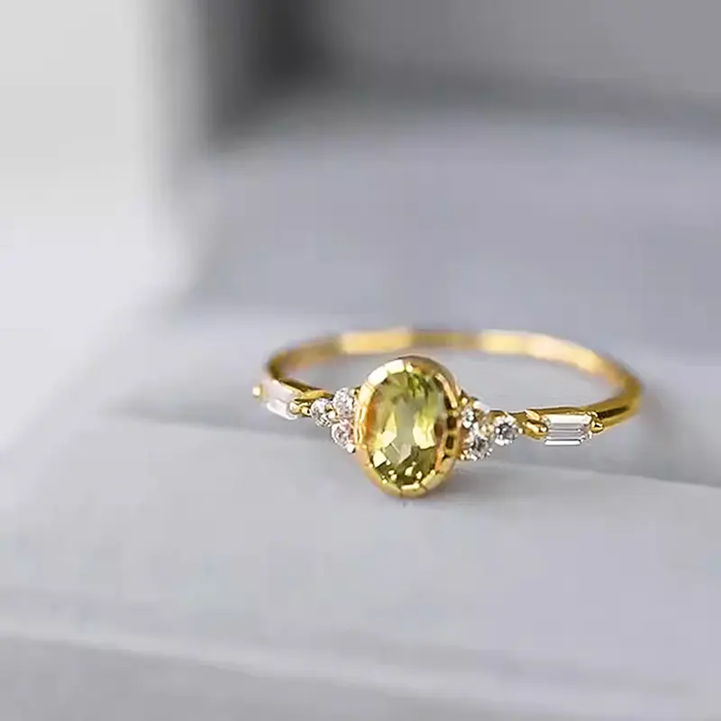 Huitan Unique Oval Olive CZ Rings for Women Temperament Elegant Female Accessories for Wedding Party Fancy Gift Trendy Jewelry