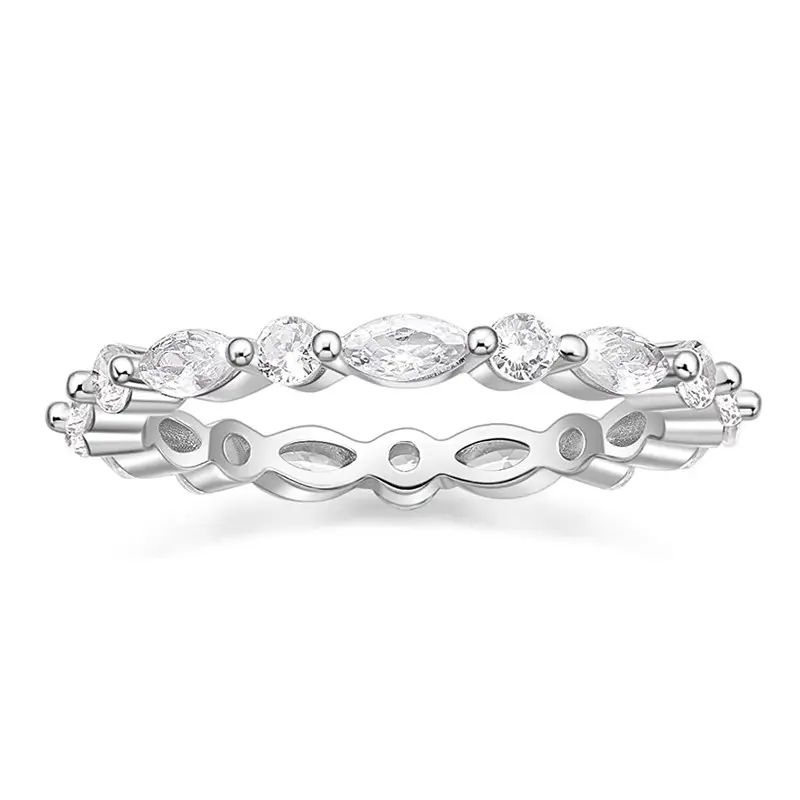 Huitan Marquise Cubic Zircon Design Women Rings Thin Band Temperament Versatile Female Finger Rings Statement Jewelry Fancy Gift