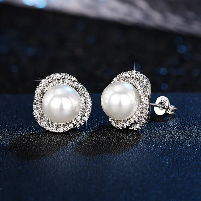 Huitan Temperament Elegant Simulated Pearl Earrings for Women Silver Color Exquisite Earrings Gift Daily Wear Statement Jewelry