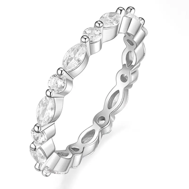 Huitan Marquise Cubic Zircon Design Women Rings Thin Band Temperament Versatile Female Finger Rings Statement Jewelry Fancy Gift
