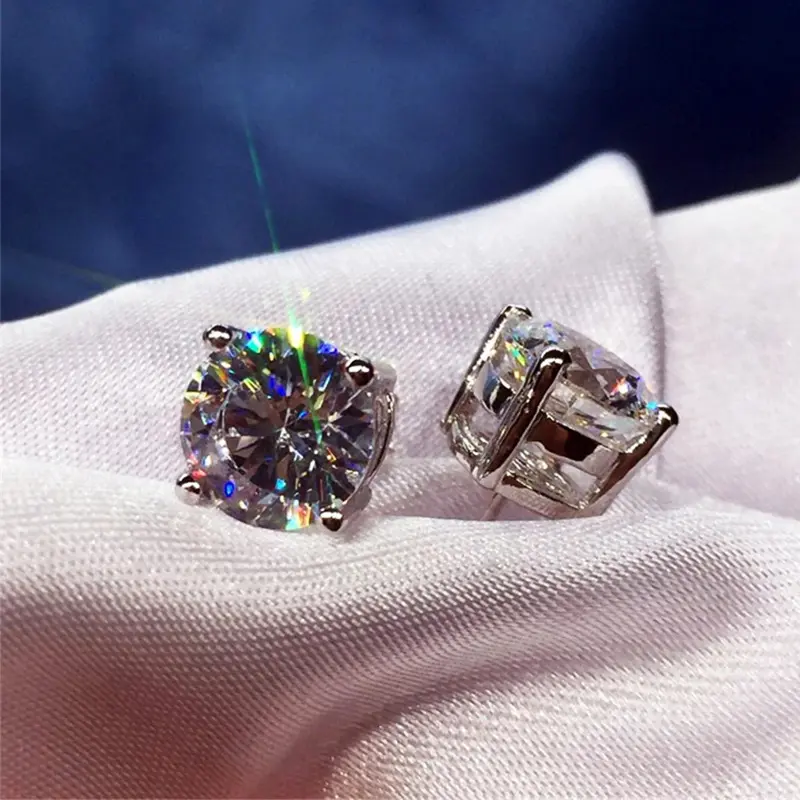 Huitan Hot Simple Stud Earrings for Women 3mm/4mm/5mm/6mm/8mm Round CZ Stone Silver Color Ear Piercing Earrings Trendy Jewelry