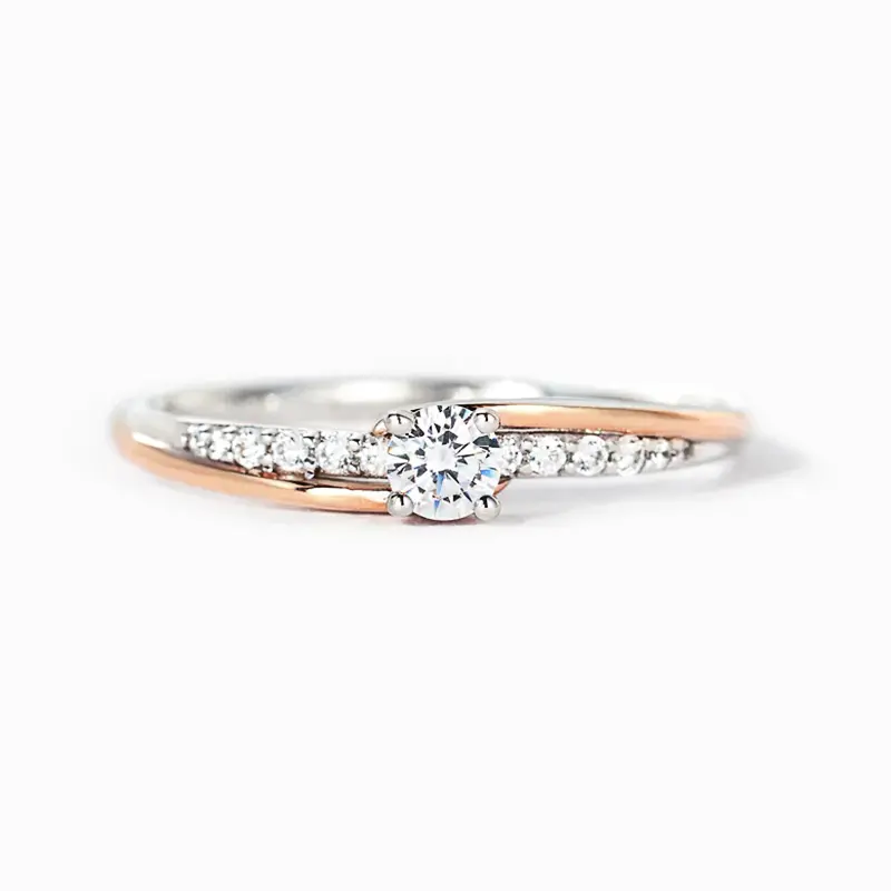 Huitan Hot Two Tone Rings for Women Trendy Wedding Band Accessories with Cubic Zirconia Exquisite Proposal Engagement Jewelry