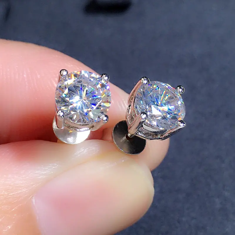 Huitan Hot Simple Stud Earrings for Women 3mm/4mm/5mm/6mm/8mm Round CZ Stone Silver Color Ear Piercing Earrings Trendy Jewelry