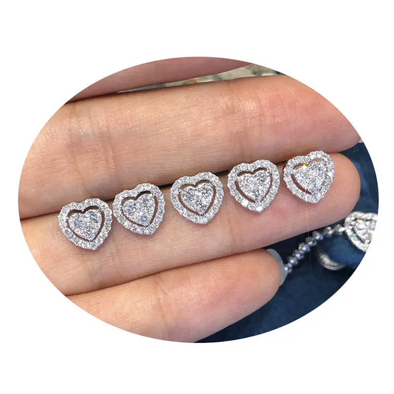 Huitan Luxury Full Cubic Zirconia Heart Earrings for Bridal Wedding Engagement Accessories Shiny Fashion Jewelry Women Ear Ring