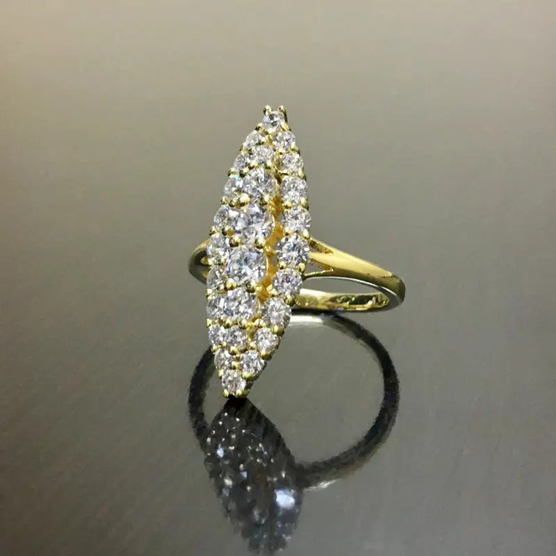 Huitan Hyperbole Marquise Shaped Gold Color Rings for Women Full Paved Dazzling CZ New Trendy Wedding Band Accessories Jewelry