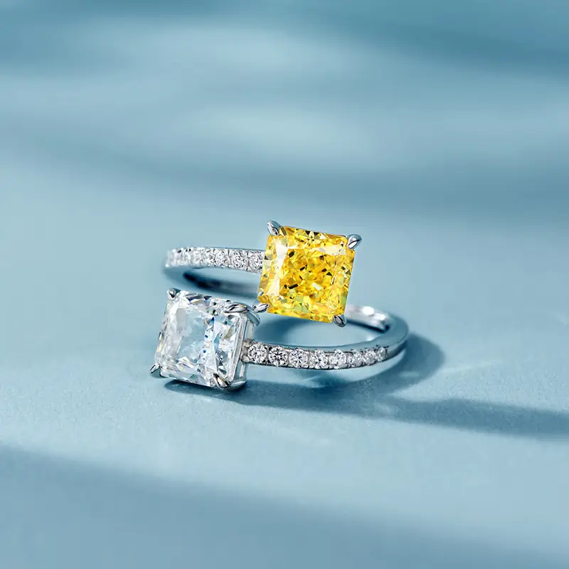 Huitan New Style Adjustable Ring with Bright Princess Square CZ Female Engagement Party Accessories Fashion Design Jewelry Gift