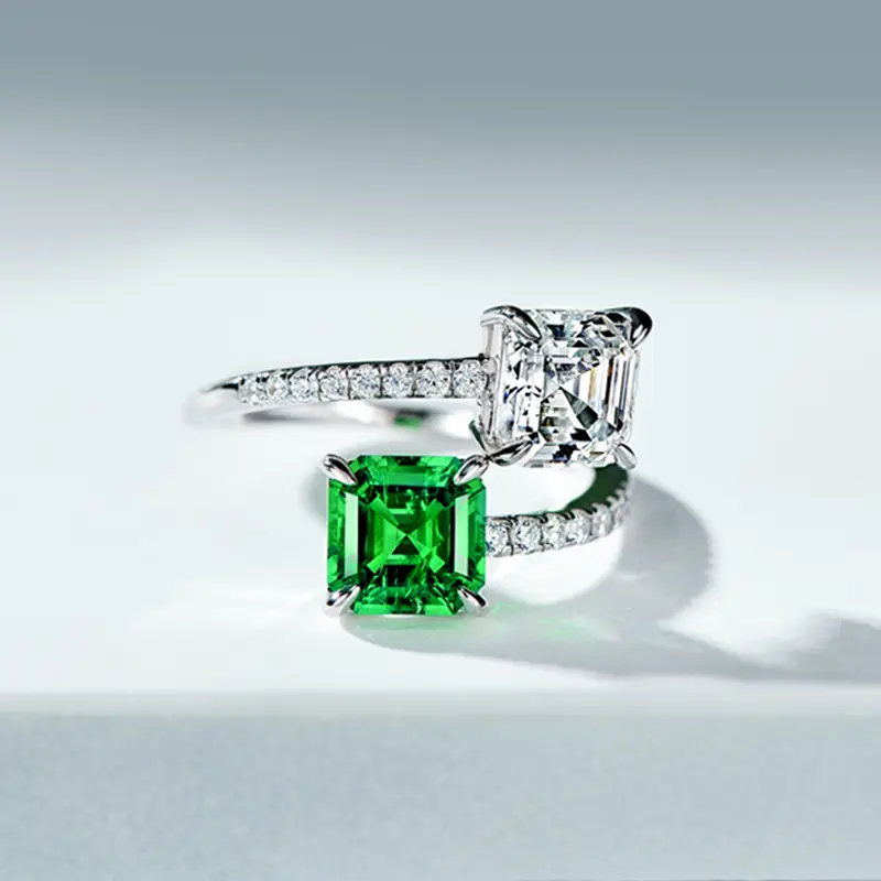 Huitan New Style Adjustable Ring with Bright Princess Square CZ Female Engagement Party Accessories Fashion Design Jewelry Gift