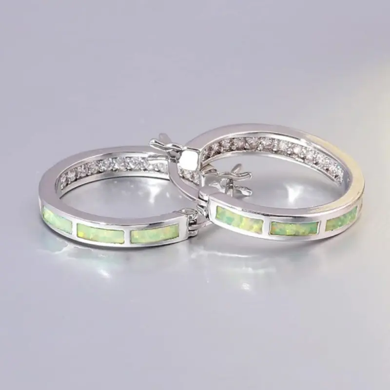 Huitan Fashion Female Circle Earrings Brilliant Zirconia Accessories Silver Color Ear Hoops Stylish Lady Engagement Jewelry