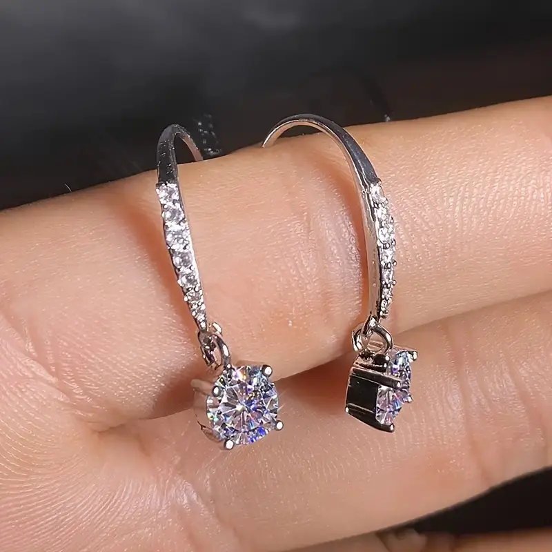 Huitan Classic Women's Earrings with Sparkling Cubic Zirconia Silver Color Luxury Bridal Earrings Wedding Party Eternity Jewelry