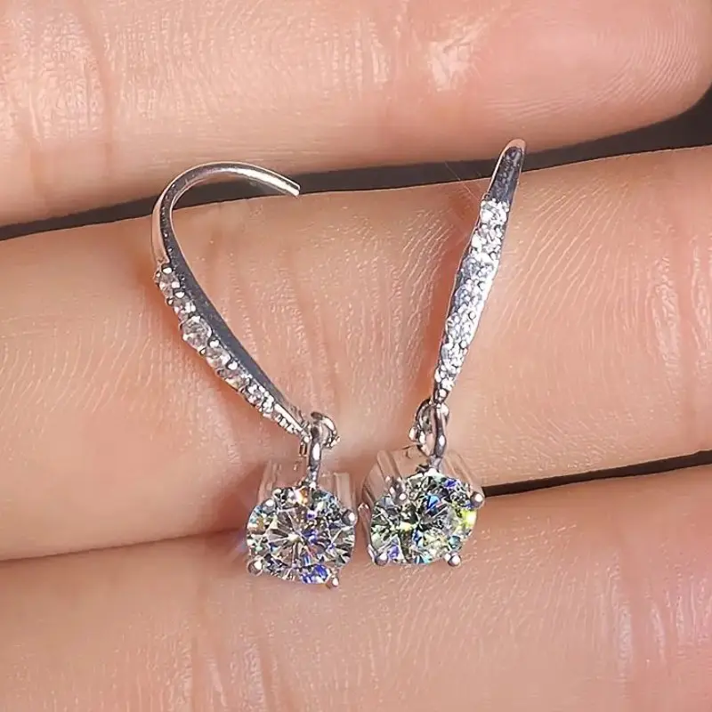 Huitan Classic Women's Earrings with Sparkling Cubic Zirconia Silver Color Luxury Bridal Earrings Wedding Party Eternity Jewelry