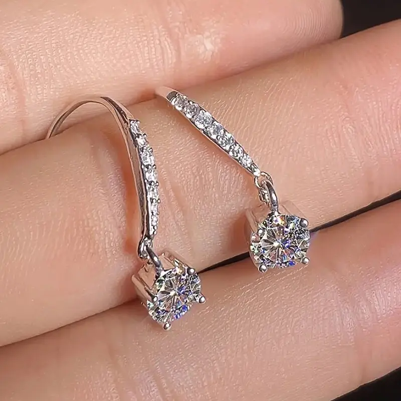 Huitan Classic Women's Earrings with Sparkling Cubic Zirconia Silver Color Luxury Bridal Earrings Wedding Party Eternity Jewelry