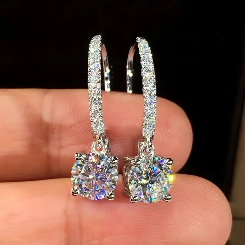 Huitan Classic Women's Earrings with Sparkling Cubic Zirconia Silver Color Luxury Bridal Earrings Wedding Party Eternity Jewelry
