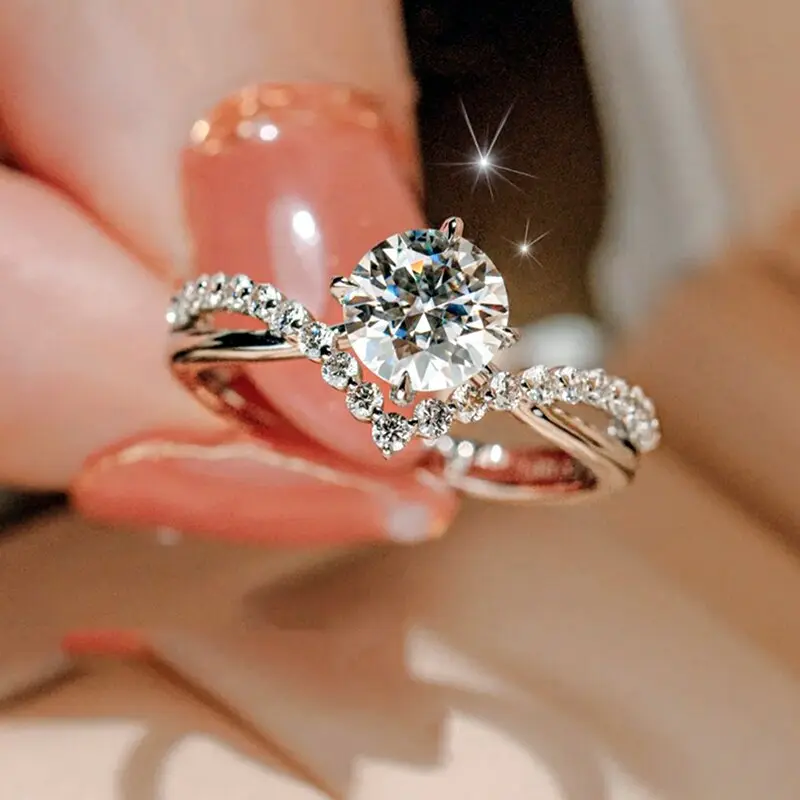 Huitan Newly Designed Women's Wedding Rings with AAA Cubic Zirconia Luxury Trendy Female Rings for Party Chic Jewelry Drop Ship