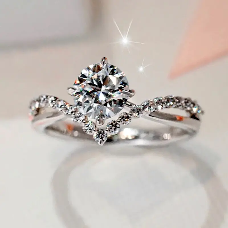 Huitan Newly Designed Women's Wedding Rings with AAA Cubic Zirconia Luxury Trendy Female Rings for Party Chic Jewelry Drop Ship
