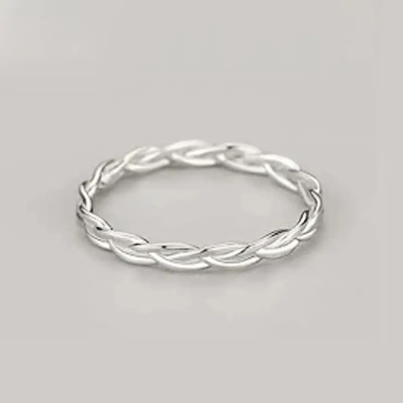 Huitan Metal Silver Color Women Finger-ring Twist Design Simple Stylish Female Rings Daily Wear Temperament Jewelry Drop Ship