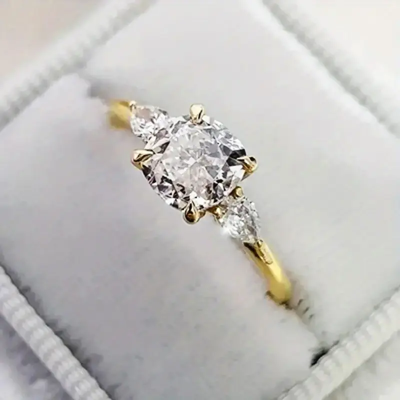 Huitan Cushion Shaped Cubic Zirconia Rings for Women Fashion Contracted Design Wedding Accessories Engagement Rings Hot Jewelry
