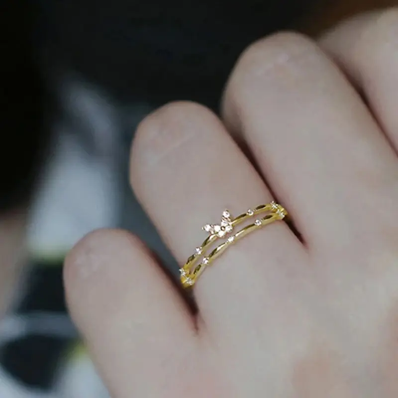 Huitan Chic Butterfly Finger Ring for Women Gold Color Temperament Sweet Girls Rings Party Fancy Birthday Gift Fashion Jewelry