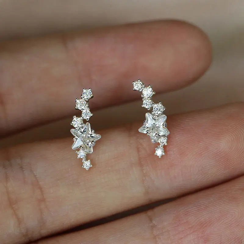 Huitan Dainty Stars Stud Earrings for Women Low-key Exquisite Girls Ear Accessories Daily Wear Simple Stylish Jewelry Drop Ship