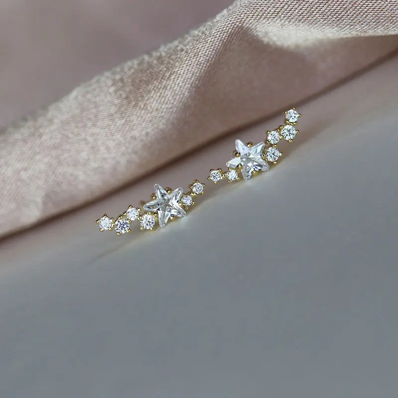 Huitan Dainty Stars Stud Earrings for Women Low-key Exquisite Girls Ear Accessories Daily Wear Simple Stylish Jewelry Drop Ship