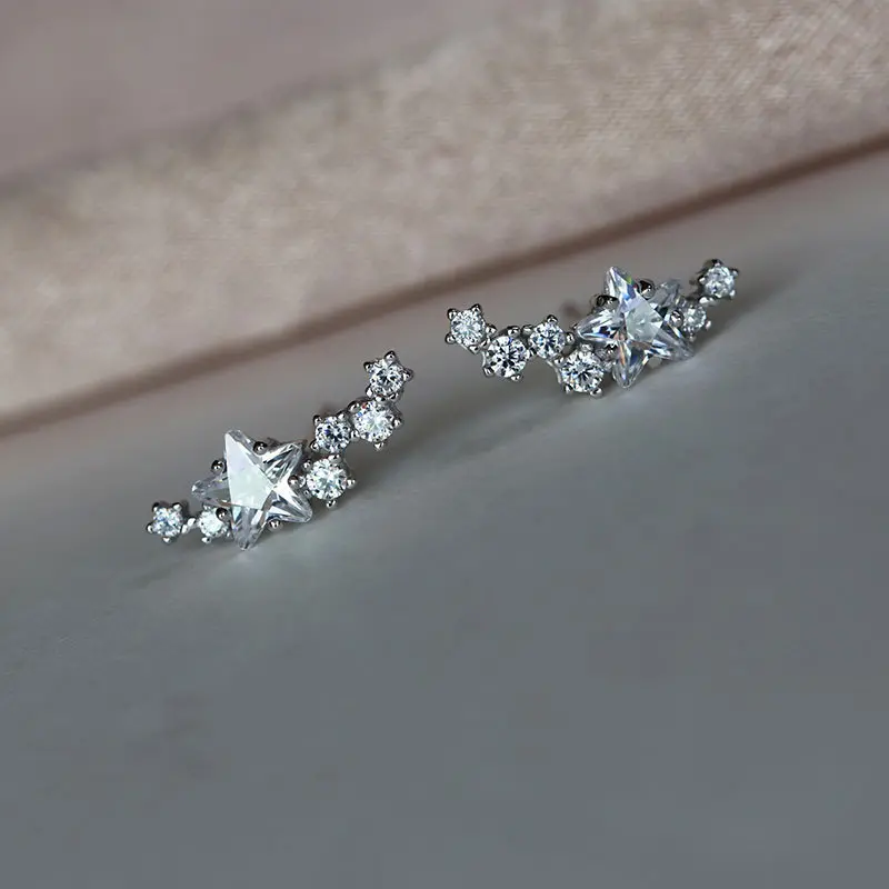 Huitan Dainty Stars Stud Earrings for Women Low-key Exquisite Girls Ear Accessories Daily Wear Simple Stylish Jewelry Drop Ship