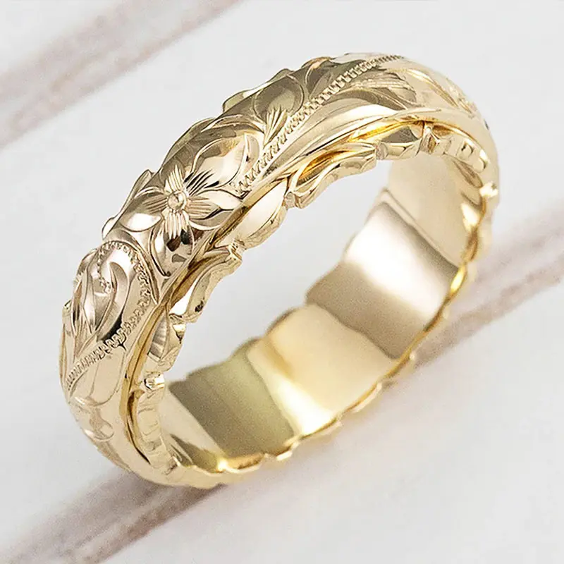 Huitan New Fashion Craved Design Women Engagement Rings Delicate Birthday Gift Proposal Ring for Lover Trendy Jewelry Size 6-12