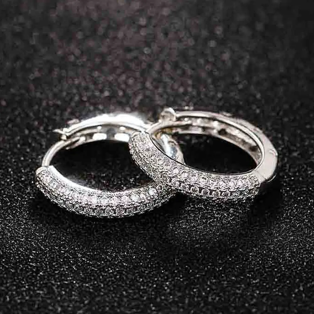 Huitan Silver Color CZ Hoop Earrings for Women Timeless Style Simple Ear Accessories for Teens Minimalist Gift Classic Jewelry